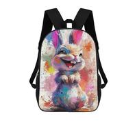 sinyumoney Mochilas De 17 Pulgadas Colorful Bunny Art Print Mochila Escolar Para Niños, Impresa En 3D Para Niños De Primaria Y Secundaria.