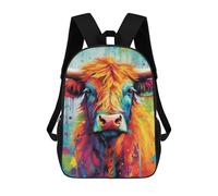 sinyumoney Mochilas De 17 Pulgadas Colorful Cow Art Print-2 Mochila Escolar Infantil Impresa En 3D Para Niños De Primaria Y Secundaria