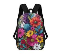 sinyumoney Mochilas De 17 Pulgadas Colorful Flower Bouquet Painting-5 Mochila Escolar Para Niños, Impresa En 3D Para Niños De Primaria Y Secundaria.