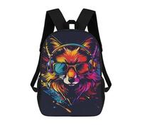 sinyumoney Mochilas De 17 Pulgadas Colorful Fox Headphones Art Mochila Escolar Para Niños, Impresa En 3D Para Niños De Primaria Y Secundaria.