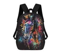 sinyumoney Mochilas De 17 Pulgadas Colorful Horse Art Print-12 Mochila Escolar Infantil Impresa En 3D Para Niños De Primaria Y Secundaria
