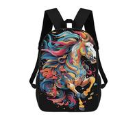 sinyumoney Mochilas De 17 Pulgadas Colorful Horse Illustration Mochila Escolar Infantil Impresa En 3D Para Niños De Primaria Y Secundaria