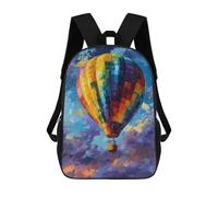 sinyumoney Mochilas De 17 Pulgadas Colorful Hot Air Balloon Painting-2 Mochila Escolar Para Niños, Impresa En 3D Para Niños De Primaria Y Secundaria.