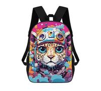sinyumoney Mochilas De 17 Pulgadas Colorful Leopard in Spacesuit Mochila Escolar Infantil Impresa En 3D Para Niños De Primaria Y Secundaria