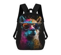 sinyumoney Mochilas De 17 Pulgadas Colorful Llama Sunglasses Art Print Mochila Escolar Infantil Impresa En 3D Para Niños De Primaria Y Secundaria