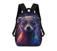 sinyumoney Mochilas De 17 Pulgadas Colorful Meerkat with Glasses-4 Mochila Escolar Para Niños, Impresa En 3D Para Niños De Primaria Y Secundaria.
