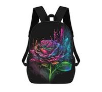 sinyumoney Mochilas De 17 Pulgadas Colorful Neon Rose Art Print Mochila Escolar Para Niños, Impresa En 3D Para Niños De Primaria Y Secundaria.