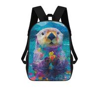 sinyumoney Mochilas De 17 Pulgadas Colorful Otter with Gift Box Mochila Escolar Infantil Impresa En 3D Para Niños De Primaria Y Secundaria