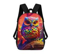 sinyumoney Mochilas De 17 Pulgadas Colorful Owl 3d Mochila Escolar Para Niños, Impresa En 3D Para Niños De Primaria Y Secundaria.