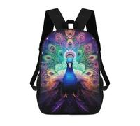 sinyumoney Mochilas De 17 Pulgadas Colorful Peacock Art Print-3 Mochila Escolar Infantil Impresa En 3D Para Niños De Primaria Y Secundaria