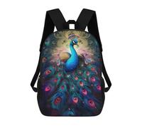 sinyumoney Mochilas De 17 Pulgadas Colorful Peacock Art Print-6 Mochila Escolar Para Niños, Impresa En 3D Para Niños De Primaria Y Secundaria.