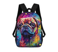 sinyumoney Mochilas De 17 Pulgadas Colorful Pug Art Print-26 Mochila Escolar Infantil Impresa En 3D Para Niños De Primaria Y Secundaria