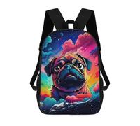sinyumoney Mochilas De 17 Pulgadas Colorful Pug Galaxy Art Print Mochila Escolar Para Niños, Impresa En 3D Para Niños De Primaria Y Secundaria.