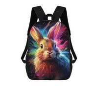 sinyumoney Mochilas De 17 Pulgadas Colorful Rabbit Art Print-2 Mochila Escolar Para Niños, Impresa En 3D Para Niños De Primaria Y Secundaria.