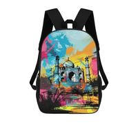 sinyumoney Mochilas De 17 Pulgadas Colorful Taj Mahal Art Print Mochila Escolar Infantil Impresa En 3D Para Niños De Primaria Y Secundaria