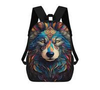 sinyumoney Mochilas De 17 Pulgadas Colorful Wolf Art Print-4 Mochila Escolar Para Niños, Impresa En 3D Para Niños De Primaria Y Secundaria.