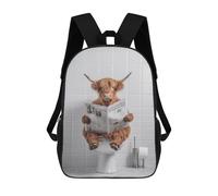 sinyumoney Mochilas De 17 Pulgadas Cow Reading Newspaper on Toilet Mochila Escolar Para Niños, Impresa En 3D Para Niños De Primaria Y Secundaria.