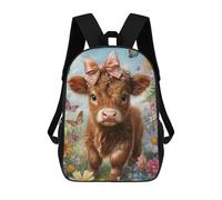 sinyumoney Mochilas De 17 Pulgadas Cute Cow with Bow in Garden-1 Mochila Escolar Infantil Impresa En 3D Para Niños De Primaria Y Secundaria