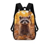 sinyumoney Mochilas De 17 Pulgadas Cute Raccoon Portrait in Autumn Leaves Mochila Escolar Para Niños, Impresa En 3D Para Niños De Primaria Y Secundaria.