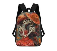 sinyumoney Mochilas De 17 Pulgadas Day of The Dead Skeleton Couple Mochila Escolar Infantil Impresa En 3D Para Niños De Primaria Y Secundaria