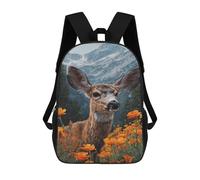 sinyumoney Mochilas De 17 Pulgadas Deer in Mountain Flowers Mochila Escolar Infantil Impresa En 3D Para Niños De Primaria Y Secundaria
