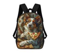 sinyumoney Mochilas De 17 Pulgadas Dog Eating Pizza Art Print-1 Mochila Escolar Para Niños, Impresa En 3D Para Niños De Primaria Y Secundaria.
