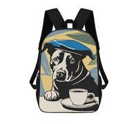 sinyumoney Mochilas De 17 Pulgadas Dog in Beret with Coffee Mochila Escolar Infantil Impresa En 3D Para Niños De Primaria Y Secundaria