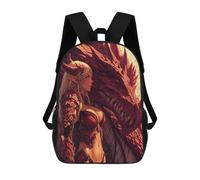 sinyumoney Mochilas De 17 Pulgadas Dragon Armor Fantasy Artwork Mochila Escolar Para Niños, Impresa En 3D Para Niños De Primaria Y Secundaria.