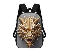 sinyumoney Mochilas De 17 Pulgadas Dragon Head Golden Mochila Escolar Infantil Impresa En 3D Para Niños De Primaria Y Secundaria