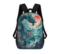 sinyumoney Mochilas De 17 Pulgadas Dragon Warrior Landscape Mochila Escolar Infantil Impresa En 3D Para Niños De Primaria Y Secundaria