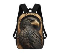 sinyumoney Mochilas De 17 Pulgadas Eagle Gold Relief Deco Mochila Escolar Para Niños, Impresa En 3D Para Niños De Primaria Y Secundaria.