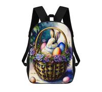 sinyumoney Mochilas De 17 Pulgadas Easter Basket with Bunny Mochila Escolar Para Niños, Impresa En 3D Para Niños De Primaria Y Secundaria.