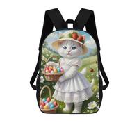 sinyumoney Mochilas De 17 Pulgadas Easter Cat Basket Eggs Mochila Escolar Para Niños, Impresa En 3D Para Niños De Primaria Y Secundaria.