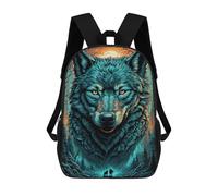 sinyumoney Mochilas De 17 Pulgadas Enchanted Forest Wolf Illustration Mochila Escolar Infantil Impresa En 3D Para Niños De Primaria Y Secundaria