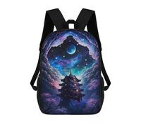 sinyumoney Mochilas De 17 Pulgadas Enchanted Pagoda Sky Mochila Escolar Para Niños, Impresa En 3D Para Niños De Primaria Y Secundaria.