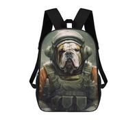 sinyumoney Mochilas De 17 Pulgadas English Bulldog Soldier Mochila Escolar Infantil Impresa En 3D Para Niños De Primaria Y Secundaria