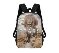 sinyumoney Mochilas De 17 Pulgadas Face Your Fears Vs Lion Mochila Escolar Para Niños, Impresa En 3D Para Niños De Primaria Y Secundaria.