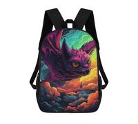 sinyumoney Mochilas De 17 Pulgadas Fantasy Demon Cat Artwork Mochila Escolar Para Niños, Impresa En 3D Para Niños De Primaria Y Secundaria.