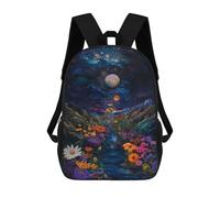sinyumoney Mochilas De 17 Pulgadas Fantasy Forest Stream Night Sky Mochila Escolar Para Niños, Impresa En 3D Para Niños De Primaria Y Secundaria.