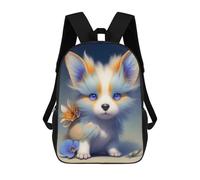 sinyumoney Mochilas De 17 Pulgadas Fantasy Fox with Flowers Mochila Escolar Para Niños, Impresa En 3D Para Niños De Primaria Y Secundaria.