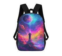 sinyumoney Mochilas De 17 Pulgadas Fantasy Lighthouse in Space Mochila Escolar Para Niños, Impresa En 3D Para Niños De Primaria Y Secundaria.