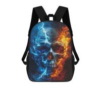 sinyumoney Mochilas De 17 Pulgadas Fire & Ice Skull Artwork Mochila Escolar Para Niños, Impresa En 3D Para Niños De Primaria Y Secundaria.