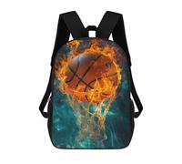 sinyumoney Mochilas De 17 Pulgadas Flaming Basketball Slam Dunk Mochila Escolar Infantil Impresa En 3D Para Niños De Primaria Y Secundaria
