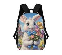 sinyumoney Mochilas De 17 Pulgadas Floral Bunny Castle Background Mochila Escolar Para Niños, Impresa En 3D Para Niños De Primaria Y Secundaria.