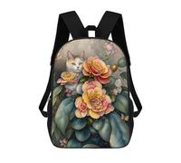 sinyumoney Mochilas De 17 Pulgadas Floral Cat Garden Art Print Mochila Escolar Infantil Impresa En 3D Para Niños De Primaria Y Secundaria