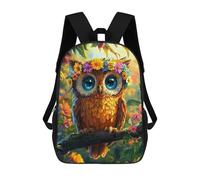 sinyumoney Mochilas De 17 Pulgadas Floral Crowned Owl Art Print Mochila Escolar Infantil Impresa En 3D Para Niños De Primaria Y Secundaria