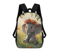 sinyumoney Mochilas De 17 Pulgadas Floral Elephant in Garden Mochila Escolar Infantil Impresa En 3D Para Niños De Primaria Y Secundaria
