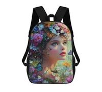 sinyumoney Mochilas De 17 Pulgadas Floral Fantasy with Butterflies Mochila Escolar Para Niños, Impresa En 3D Para Niños De Primaria Y Secundaria.