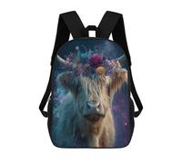 sinyumoney Mochilas De 17 Pulgadas Floral Horned Cow Art Print Mochila Escolar Para Niños, Impresa En 3D Para Niños De Primaria Y Secundaria.