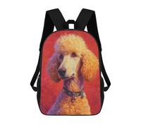 sinyumoney Mochilas De 17 Pulgadas Fluffy Poodle with Red Background Mochila Escolar Para Niños, Impresa En 3D Para Niños De Primaria Y Secundaria.